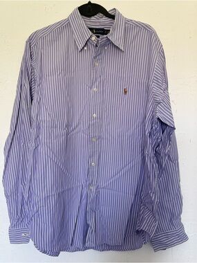 Ralph Lauren lavender & white striped classic fit button down